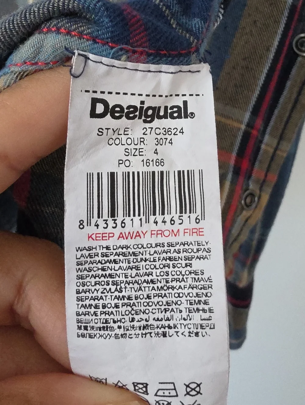 Desigual Boy's Flannel Snap Button Plaid Hooded Top Sz 4